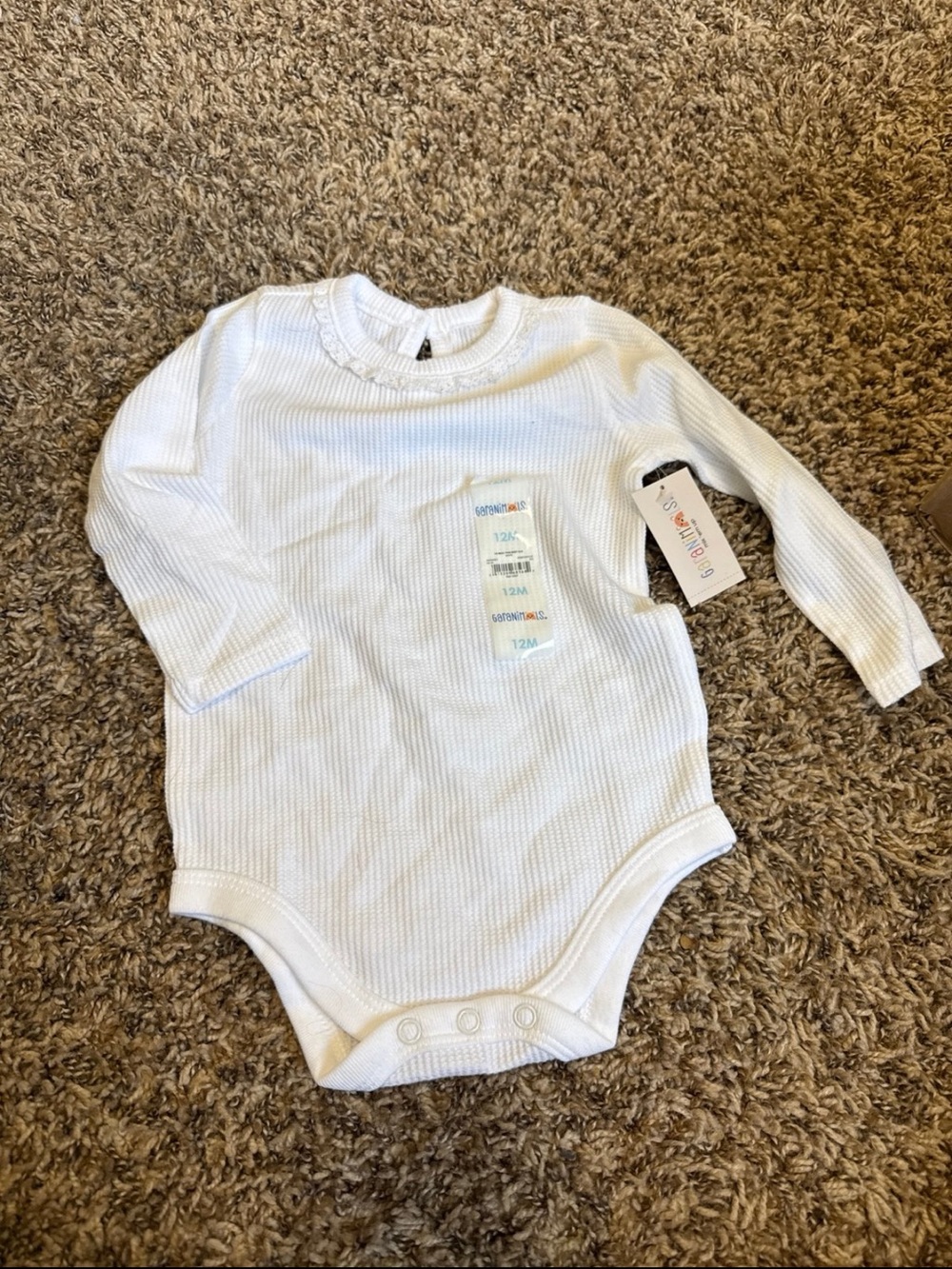 Classic White Ribbed Long-Sleeve Baby Bodysuit